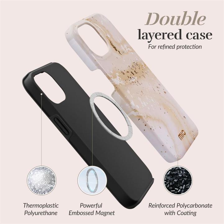 Immagine prodotto Mio Back panel cover Gold Marble Magsafe Compatible for iPhone 13/14/15 (Apple iPhone 13, Apple iPhone 14, Apple iPhone 15)