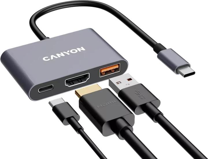 Image du produit Canyon HUB USB 3 en 1 USB-C > HDMI/1xUSB-A/PD 100W détail (USB-C, 3 ports)