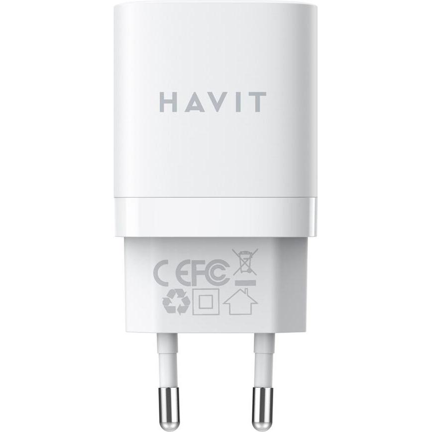 Thumbnail - Havit USB-A+USB-C Ladegerät UC30 EU (30 W), USB Ladegerät, Weiss