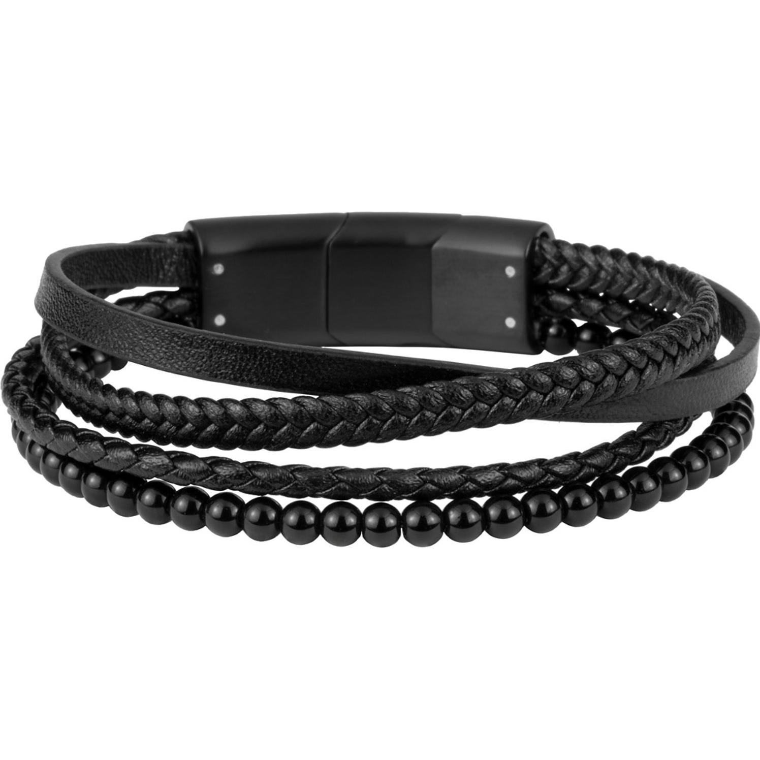 Jacques Lemans, Armschmuck, Armband, (19.50 cm, Edelstahl, Leder)