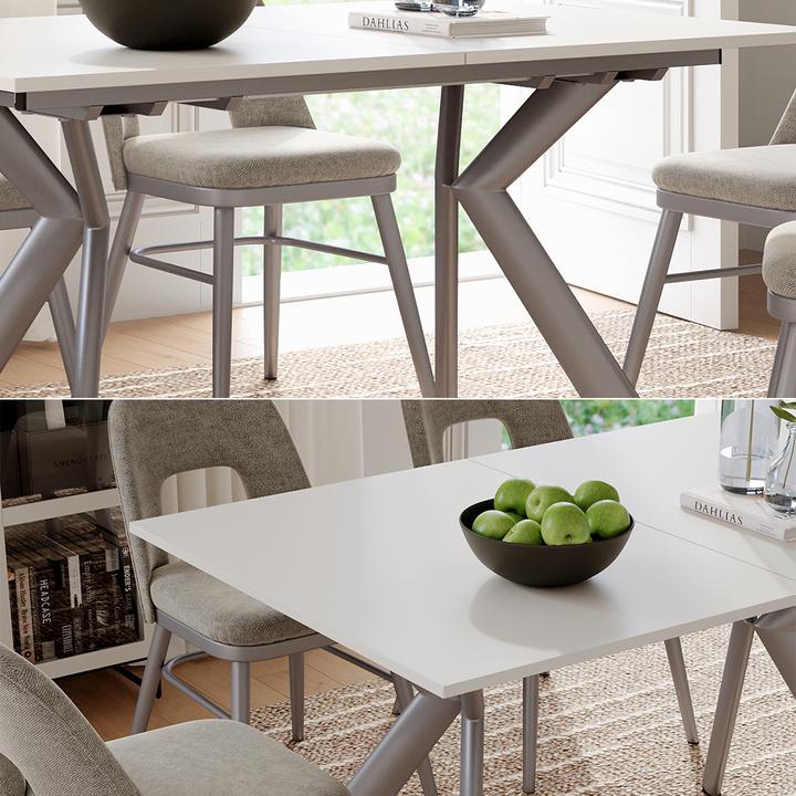 Produktbild Vicco Esstisch Trill, Weiss/Grau, 140 x 90 cm ausziehbar (140 x 76 x 90 cm)