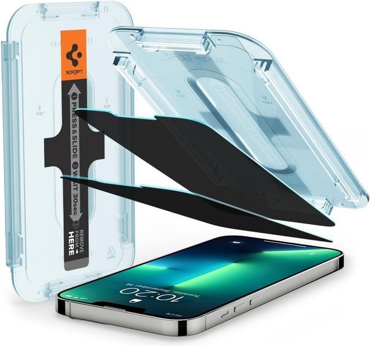 Image du produit Spigen VERRE TEMPERED GLASS.TR "EZ FIT" 2PACK IPHONE 13 / 13 PRO PRIVACY (2 pièce(s), Apple iPhone 14, Apple iPhone 13, Apple iPhone 13 Pro, Apple iPhone 16e)