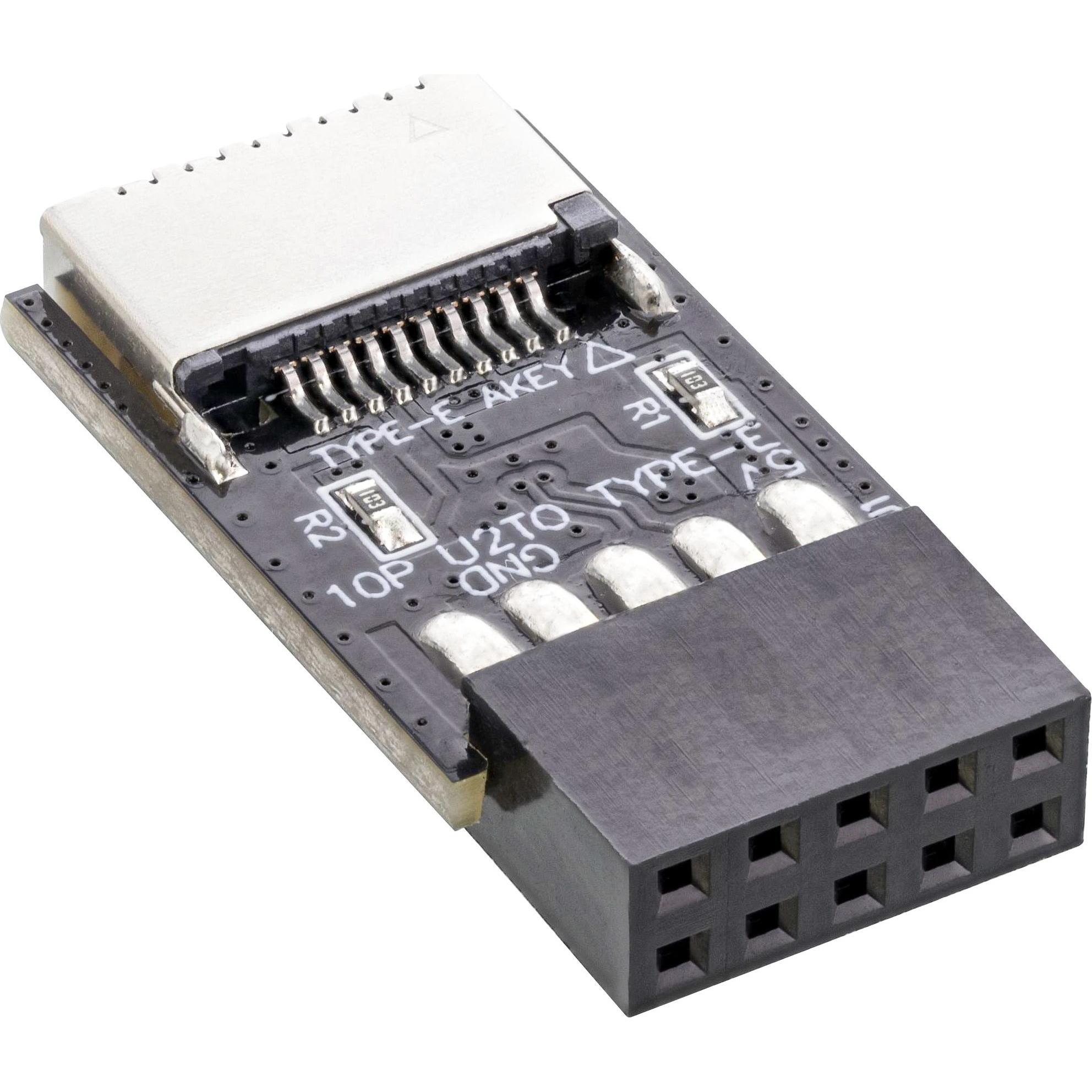 Thumbnail - InLine USB 2.0 zu USB 3.2 Typ-E Key-A Adapter intern (USB, 1.70 cm), Data + Video Adapter, Schwarz