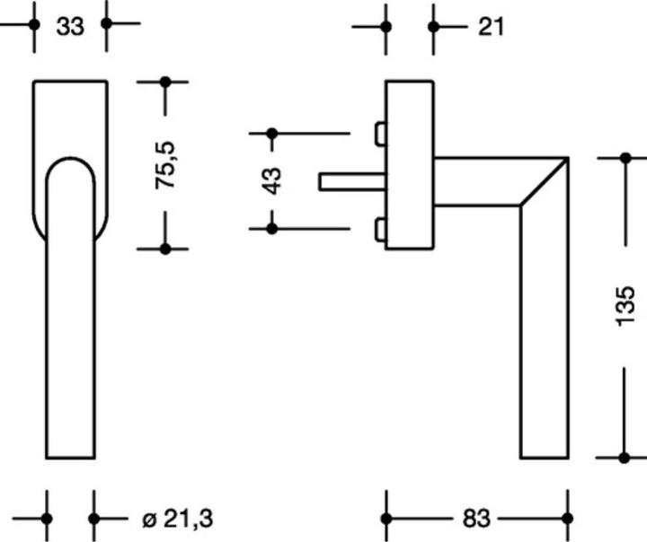 Immagine prodotto Hewi Maniglia per finestra 162XAFGA.2K in acciaio inox opaco 40 mmDIN con serratura a destra (Maniglia della porta, Set di porte)