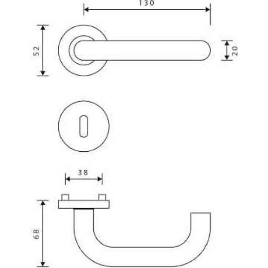 Thumbnail - Universal Textiles, Türgriff + Fenstergriff, Edelstahl Wechselgarnitur U-Form, PZ, DINL (Türgarnitur)