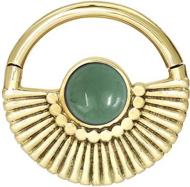 Immagine prodotto Star Piercing Anello a segmenti con peso all'orecchio Pieghevole a ventaglio placcato oro con pietra di giada (Ottone, Mnerale)