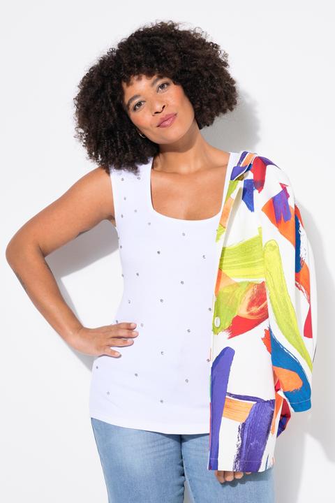 Produktbild Angel of Style Rippshirt, Slim Fit, Ziersteinchen (44)