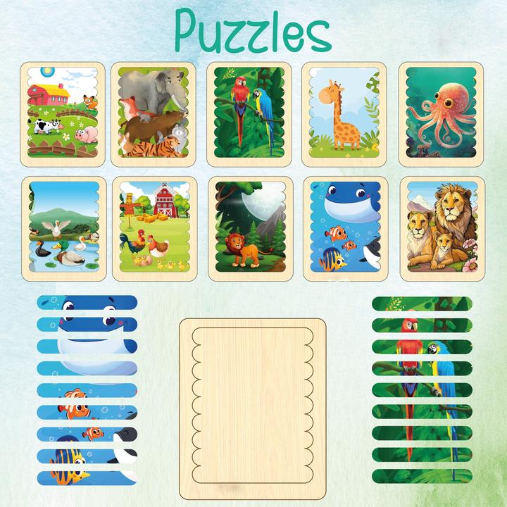 Image du produit Activity Board Cadeaux pour enfants, 10 puzzles animaux, puzzle en bois pour enfants, cadeaux pour enfants