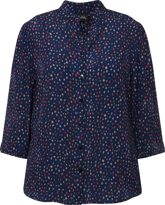 Immagine prodotto Ulla Popken Blusa in crêpe con stampa allover, collo alla coreana e maniche a 3/4 (46, 48)