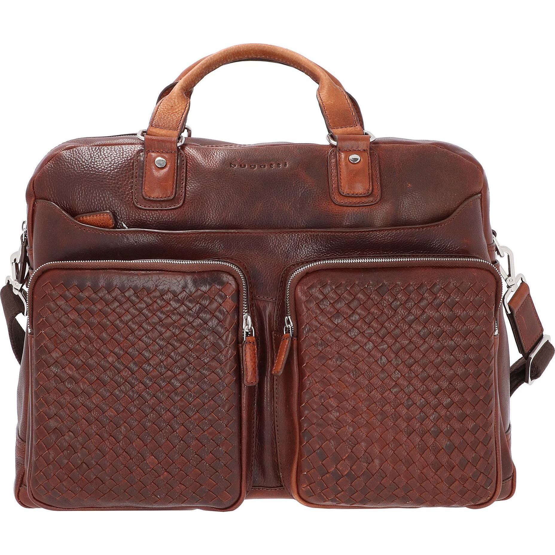 Bugatti, Handtasche, Woven Aktentasche Leder 48 cm, Beige