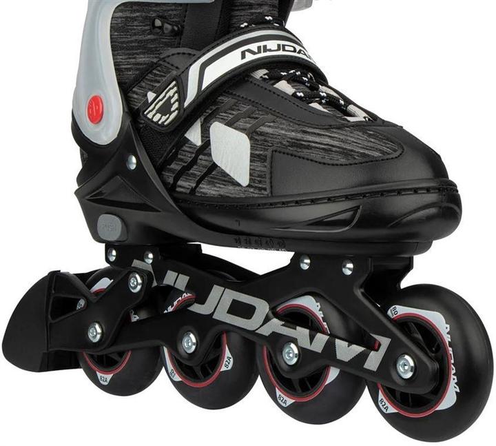 Actual product image Nijdam Inlineskates - Tarmac Tremor - Zwart/Zilvegrijs/Rood - Maat 43-47 (43, 44, 45, 46, 47)