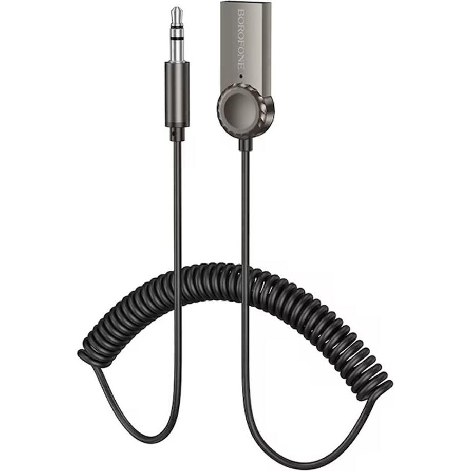 Borofone - Cable Audio Receiver Peaceful (BC56) - Bluetooth V5.0 Adapter, Jack 3.5mm - Metal Gray (Ricevitore), Adattatore audio Bluetooth, Grigio