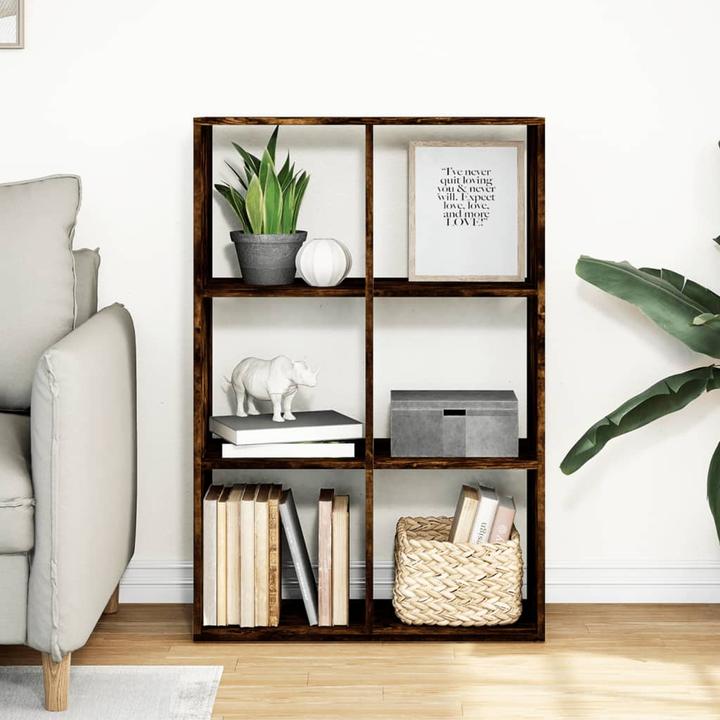 Produktbild VidaXL Raumteiler Bücherregal Standregal Büroregal Würfelregal Räuchereiche (69.5 x 29 x 103.5 cm)