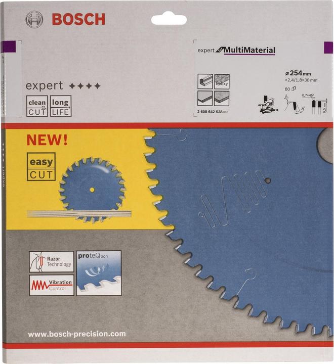 Produktbild Bosch Professional Zubehör Kreissägeblatt Expert for Multi Material, 254 x 30 x 2,4 mm, 80