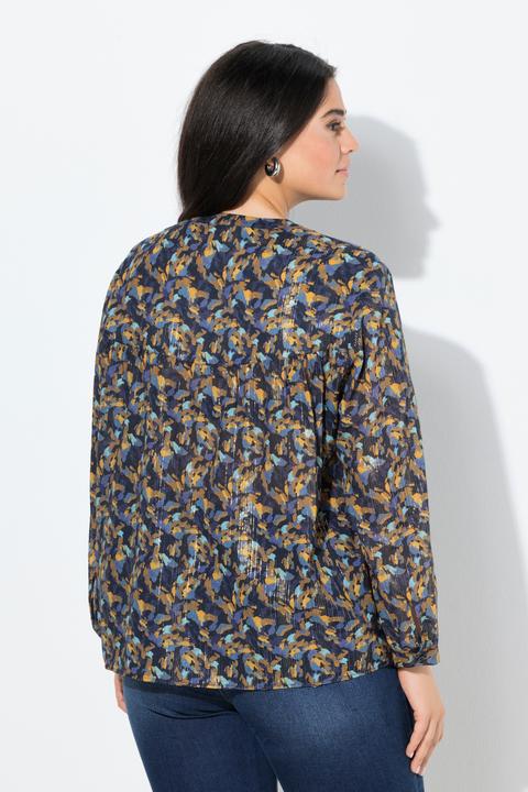 Produktbild Ulla Popken Bluse, Metallic-Linien, A-Linie, Rundhals, Langarm (62)
