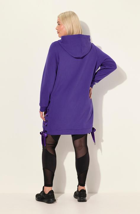 Produktbild Ulla Popken Long-Hoodie, Satinbänder, Kapuze, Langarm (58)