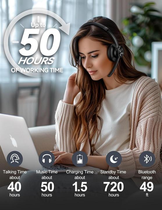 Immagine prodotto Tecknet Bluetooth-Headset mit Mikrofon und Noise Cancelling (Senza fili, USB-C)