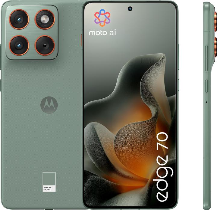 Actual product image Motorola Edge 70 6.7 Dual SIM Android 16 USB Type-C 12 GB 512 GB 4800 mAh Grün (512 GB, Green, Pantone Lily Pad, 6.70", Dual SIM, 5G)