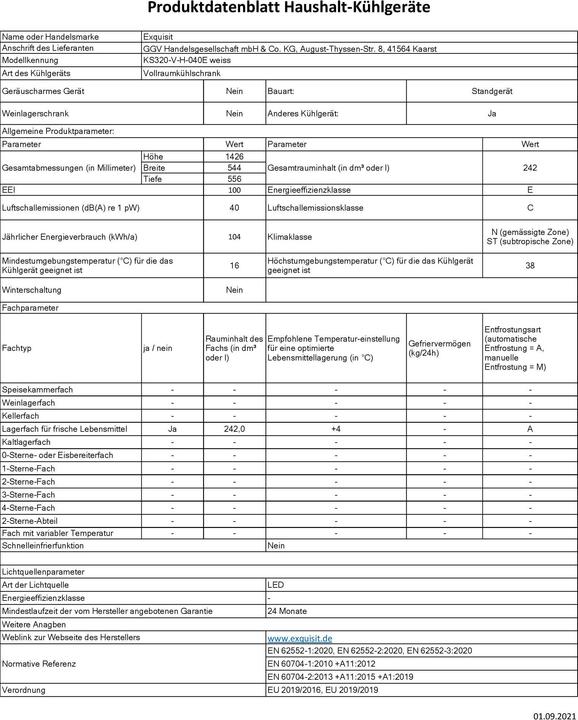 Produktbild Exquisit KS320-V-H-040E (242 l)