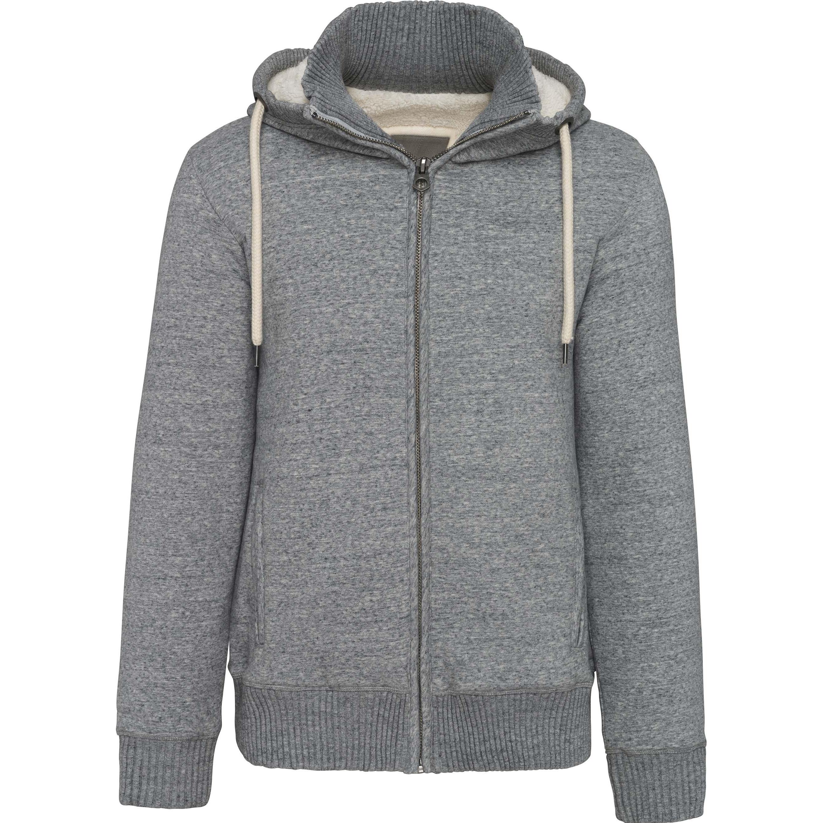 Kariban, Herren, Jacke, Vintage Molleton Doublée Sherpa (L), Grau, L