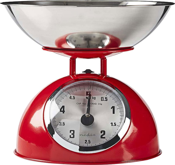 Produktbild Nedis Küchenwaage Retro Ana Logo Metall Rot, KASC110RD