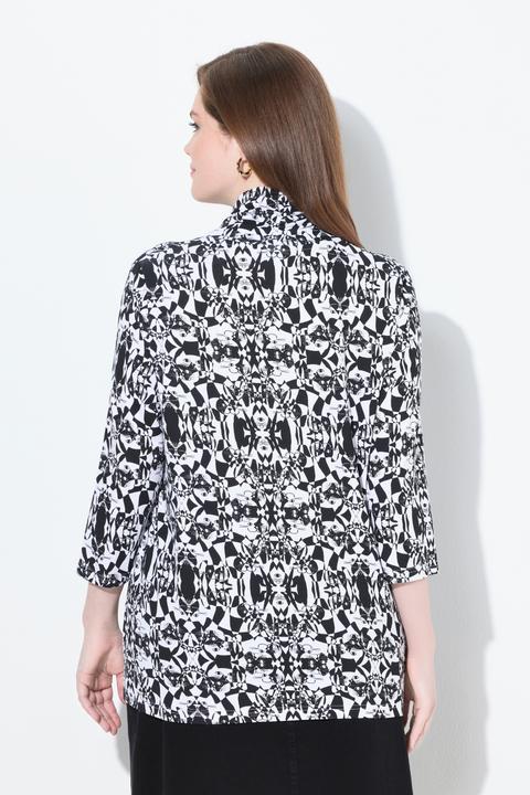 Actual product image Ulla Popken Geometric Cat Print Waterfall Collar Tee (58)