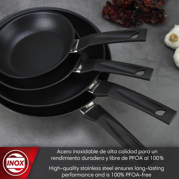 Actual product image Magefesa Pfanne Silberfarben Edelstahl Ø 24 cm Ø 20 cm Ø 28 cm 3 Stücke (3 Stück) (Frying pan, Stainless steel)