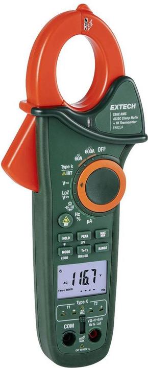 Actual product image Extech EX623A Current clamp digital IR thermometer CAT III 600V Display (counts): 6000 (CAT III 600V)