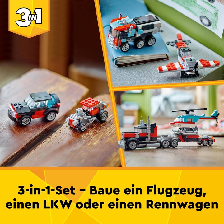 Produktbild LEGO Tieflader mit Hubschrauber (31146, LEGO Creator 3-in-1)