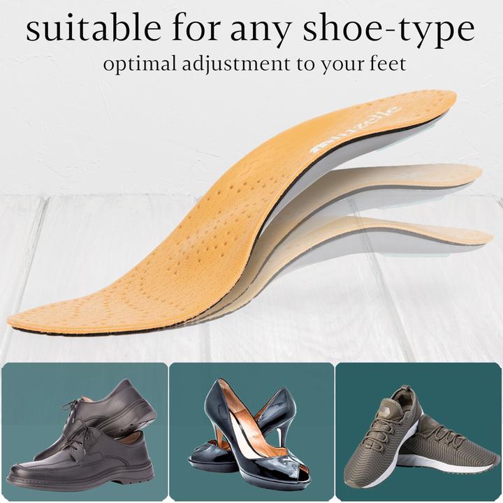 Actual product image Bluzelle Genuine leather insoles with arch support