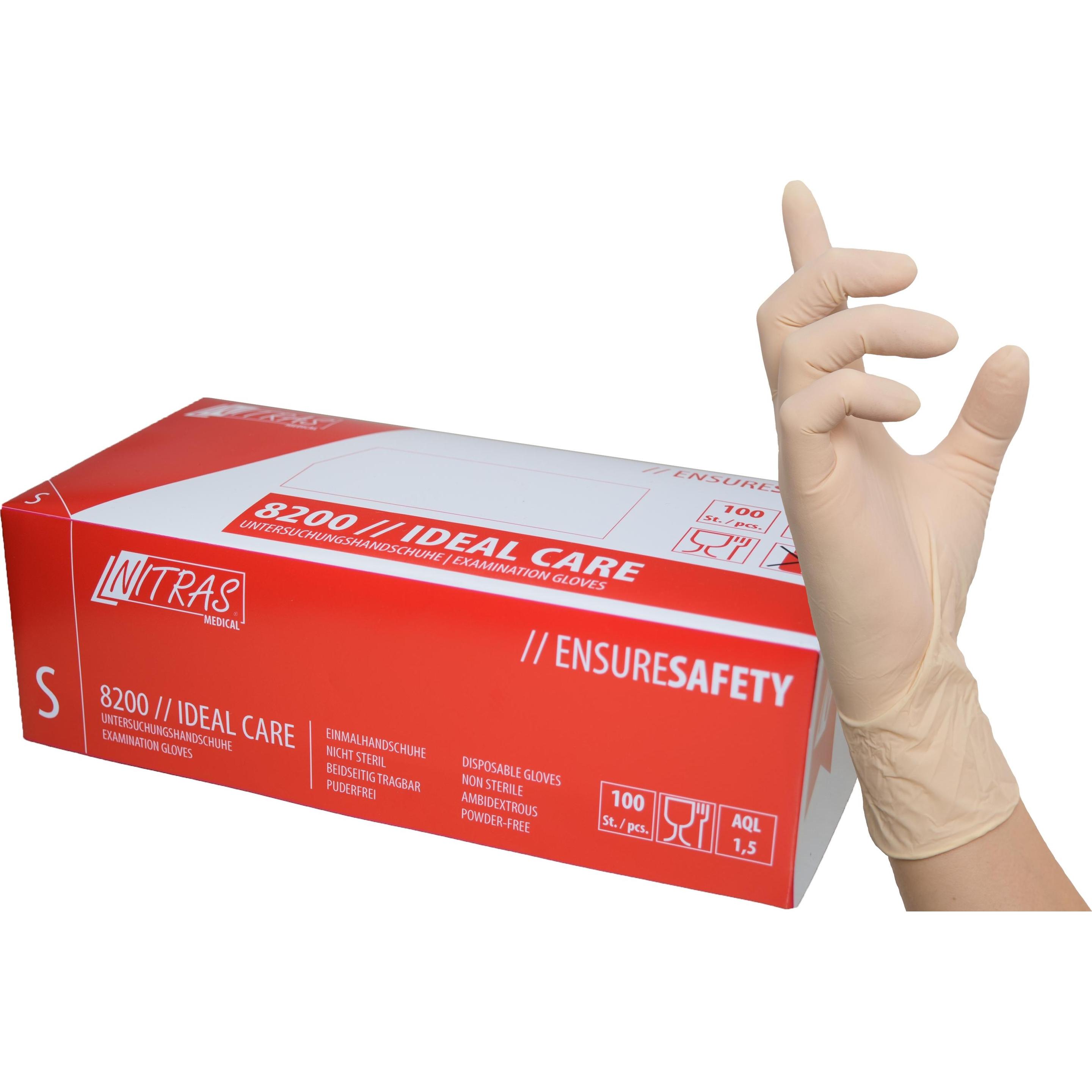 Thumbnail - Nitras, Schutzhandschuhe, unisex Einmalhandschuhe IDEAL CARE weiss Grösse M 100 St. (M)