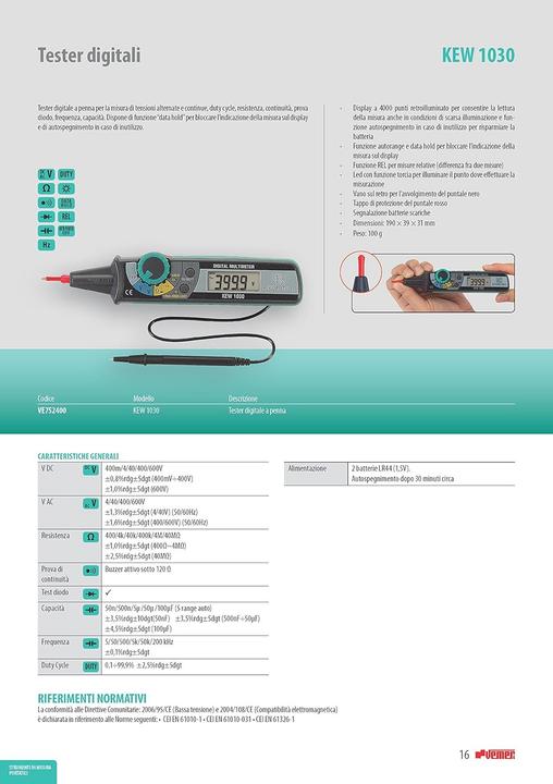 Image du produit Vemer Multimetro Digitale a Penna KEW 1030 (Multimètre portable)