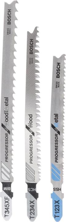 Produktbild Bosch Professional Zubehör 3-tlg. Stichsägeblatt-Set, T-Schaft, Progressor for Wood and Metal