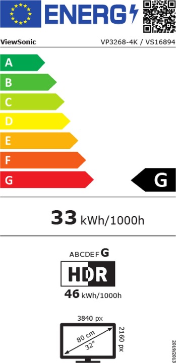 Energie-Label Viewsonic Vp3268-4k (3840 x 2160 Pixel, 32")