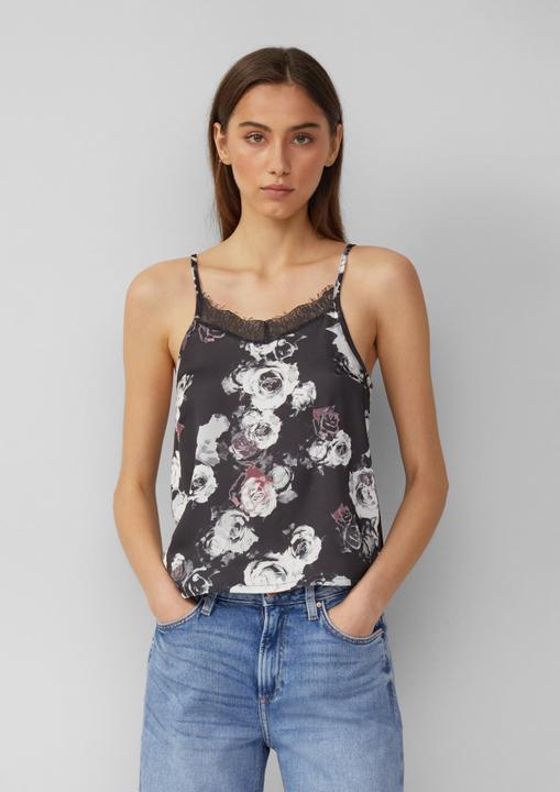 Produktbild S.Oliver Bluse Top mit All-over-Print und Spitze am Ausschnitt (36)