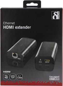 Actual product image Deltaco Ethernet HDMI Extender, Up to 120m in 1080P with Cat6, Juodas (CAT6, 120 m)