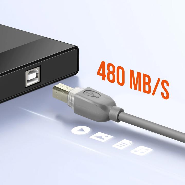 Image du produit LinQ Câble d'imprimante USB 2.0 A/USB 2.0 B, 3m (3 m, USB 2.0)
