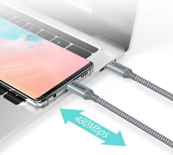 Immagine prodotto Choetech USB Tipo C - Cavo USB Tipo C 5A 100 W Alimentazione 480 Mbps 1,8 m grigio (XCC-1002-GY) (1.80 m, USB 2.0, 100 W)
