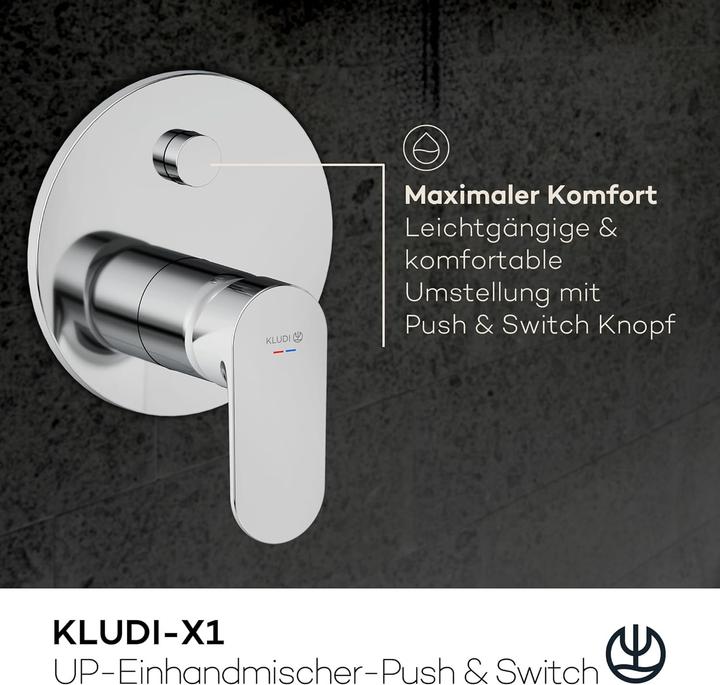 Produktbild Kludi X1 Unterputz Wannefüll-& Brause-Einhandmischer, push & switch