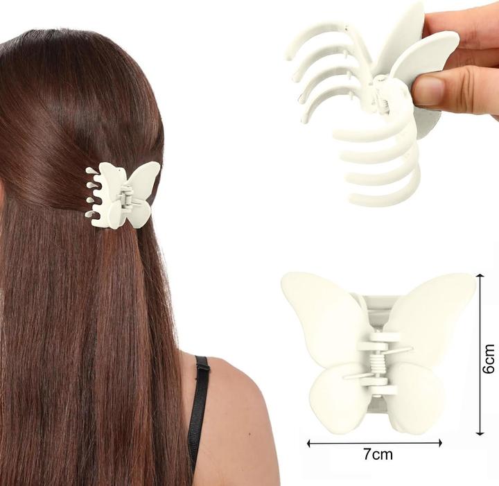 Actual product image ASMI Hair claw, hair clip butterfly cream white