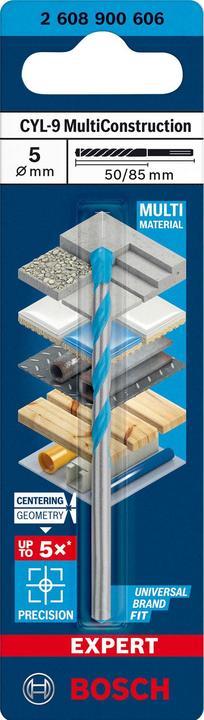Produktbild Bosch Professional Zubehör EXPERT CYL-9 MultiConstruction Bohrer, 5 x 50 x 85 mm (5 Millimeter)