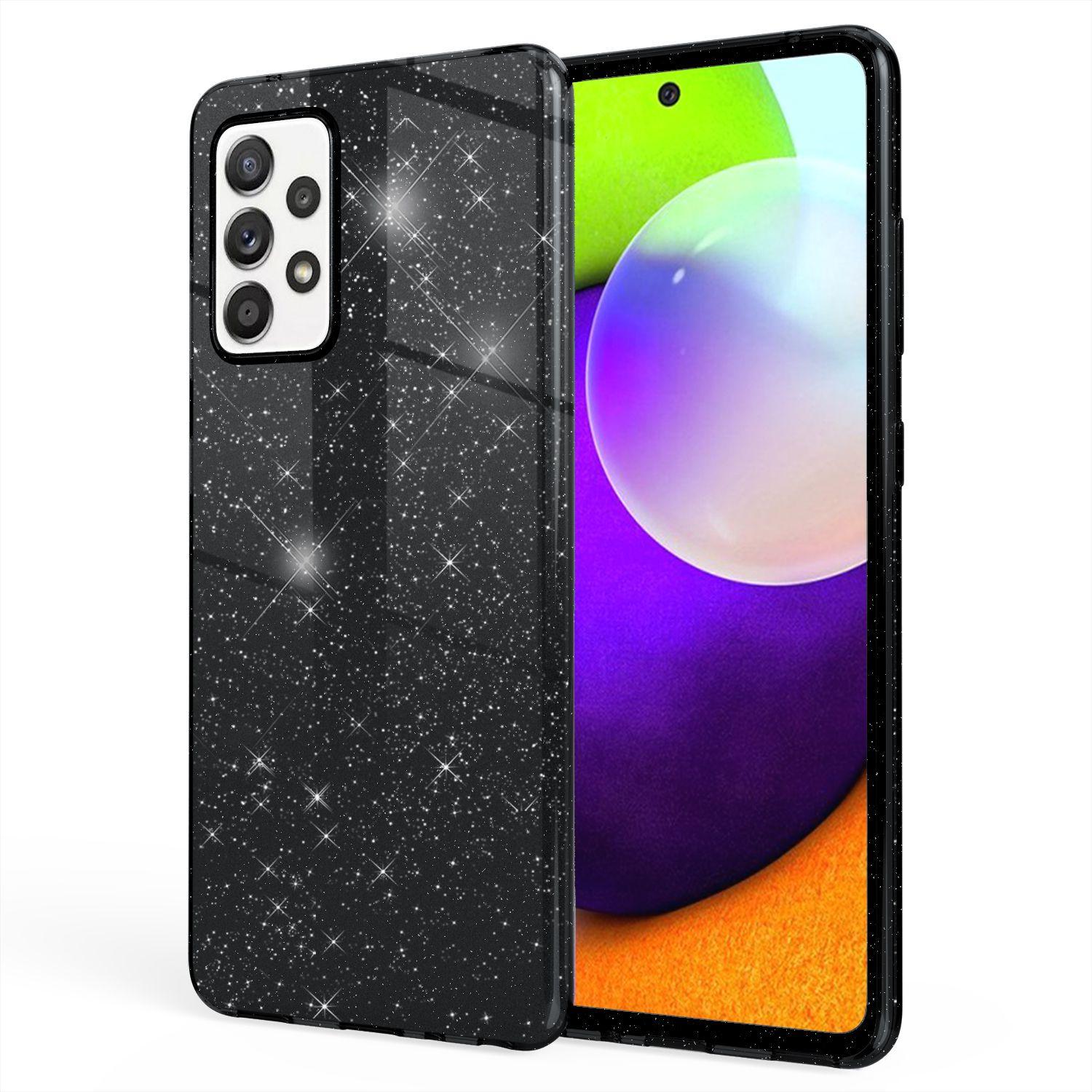 Nalia Glitzer Handyhülle (Samsung Galaxy A52), Smartphone Hülle, Schwarz