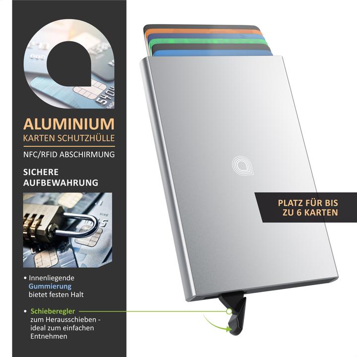 Produktbild Aplic Kartenetui Karten Schutzhülle aus Alu für 6 Karten NFC/RFID Abschirmung Blocker, Kartentresor