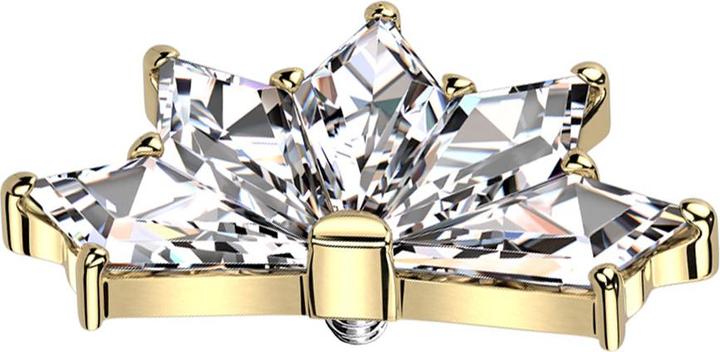 Actual product image Star Piercing Dermal Anchor Fan gold-plated five diamond crystals silver (without brass, Titanium)
