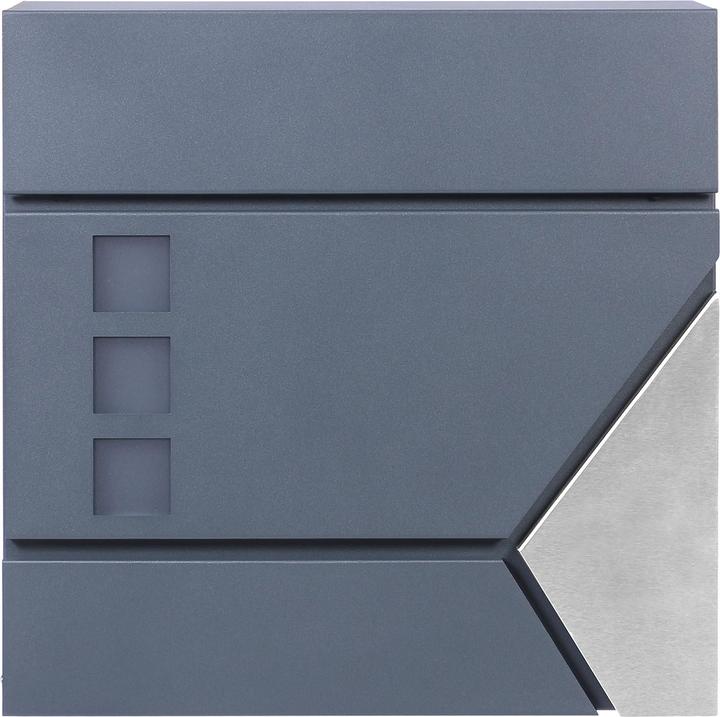 Actual product image Wiltec Letter Box with Newspaper Tube V48 Wall Letter Box Stainless Steel Post Box Anthracite Grey with New