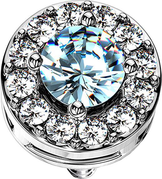 Immagine prodotto Star Piercing Cerchio Dermal Anchor in cristallo d'argento con grande cristallo color acqua (Ottone, Acciaio chirurgico 316L)