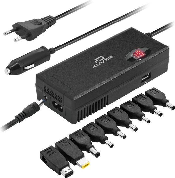 Produktbild Advance Chargeur Universel PC Portable 110w (90w Nominal) 9 Embouts Secteur + Allume Cigare (110 W)