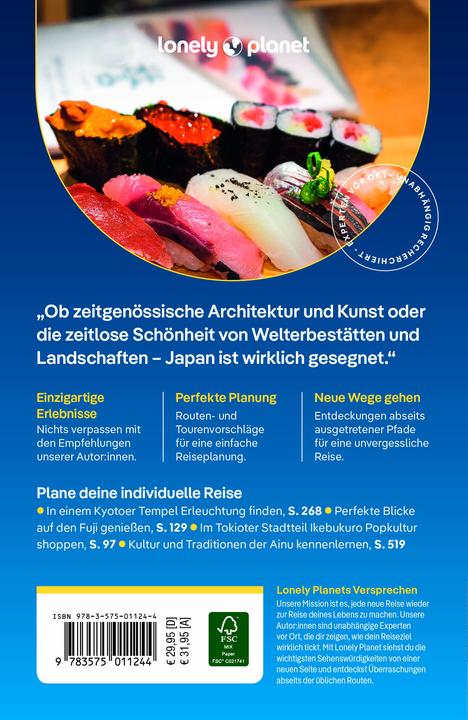 Image du produit Reiseführer Japan (Allemand, Andrew Bender, Craig McLachlan, Hannah Kirshner, Jessica Korteman, Kate Morgan, Phillip Tang, Ray Bartlett, Rob Goss, Simon Richmond, Thomas O'Malley, Trent Holden, Winnie Tan, 2024)