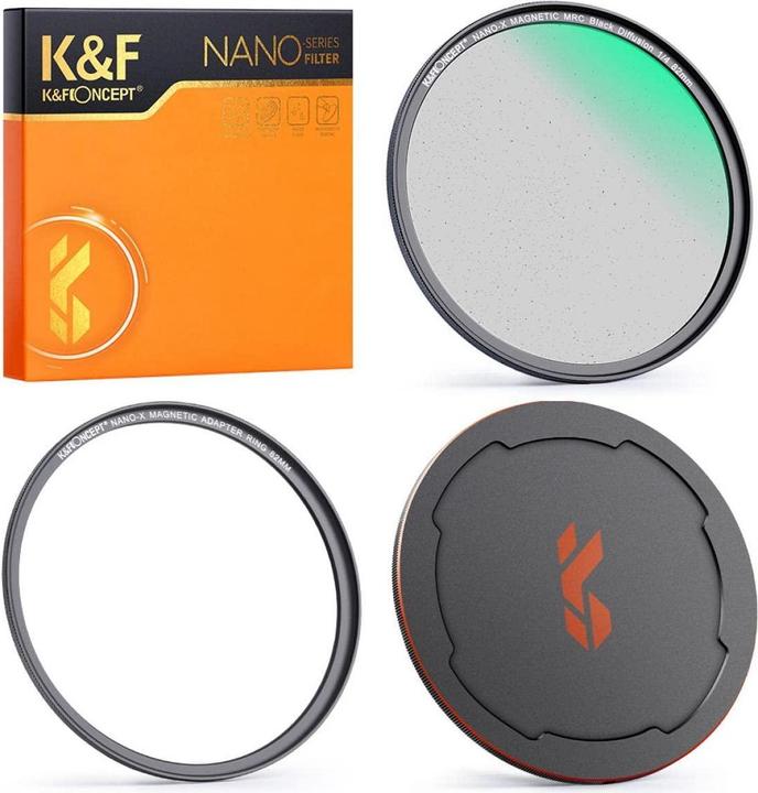 Immagine prodotto K&F Concept Filtro nebbia nero 58MM 1/4, HD, impermeabile, antigraffio, rivestimento verde a 28 strati (serie (58 mm, Filtro nebbia nero)