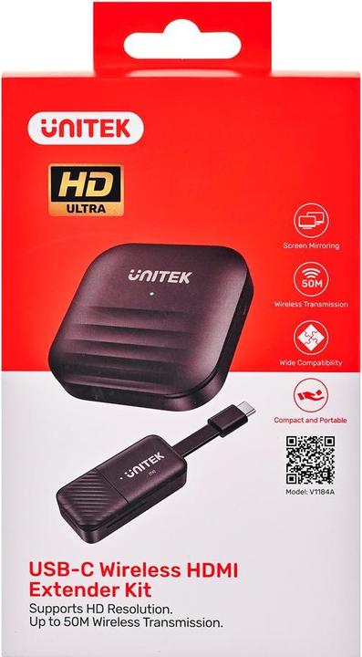 Actual product image Unitek System przekazu sygnału AV Bezprzewodowy nadajnik HDMI zasięg do 50m, czarny